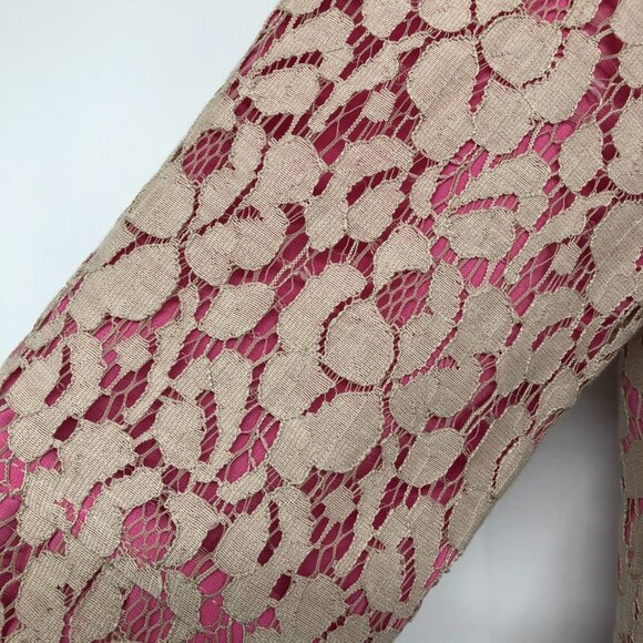 Guess By Marciano Pink Floral Lace Overlay Fit & Flare Date Night Dress 6 - Picture 14 of 16